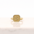 10K Baby Square Signet Ring - Letter S, Size 6.5