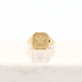10K Dome Square Signet Ring - Star, Size 5.5